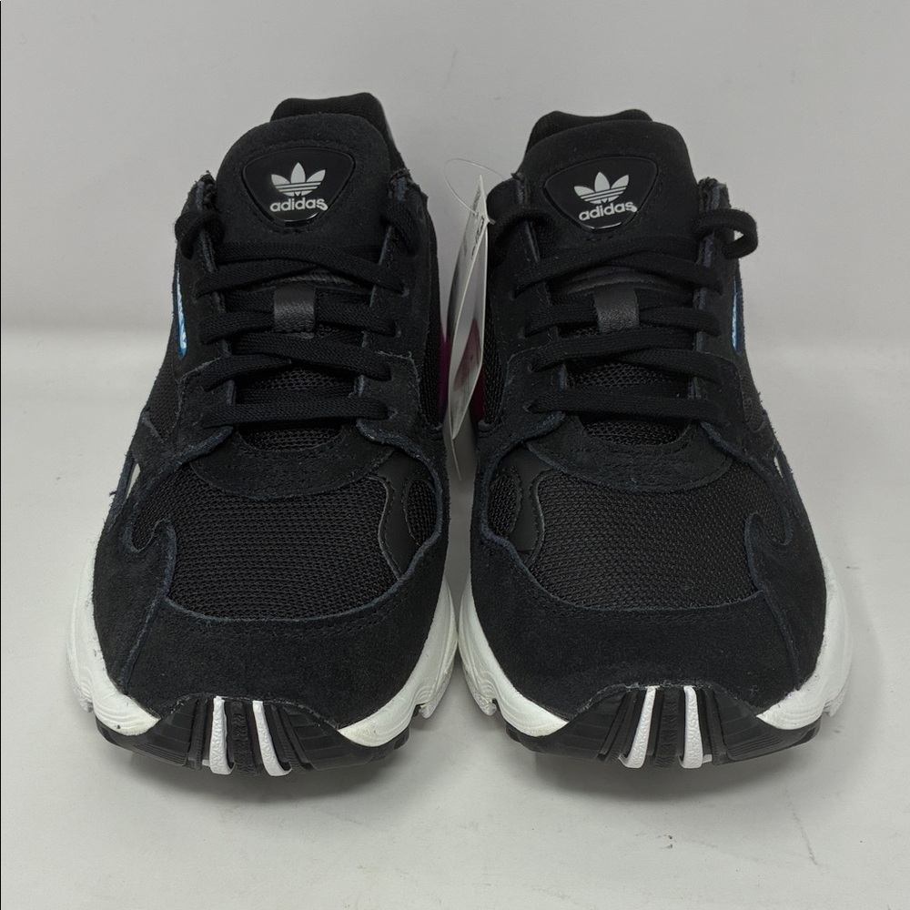 New - Adidas Originals Women's Falcon Running Shoe, Black/Black/Shock Pink - Picture 2 of 5